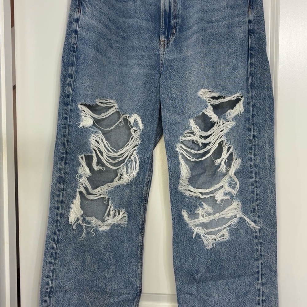 American Eagle Outfitters Distressed Blue Flare Jeans